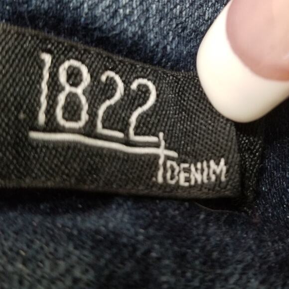 1822 Dark DENIM Jeans Women’s Size 12 Raw Hem Stretch 5 Pockets Skinny Ankle - Picture 10 of 10